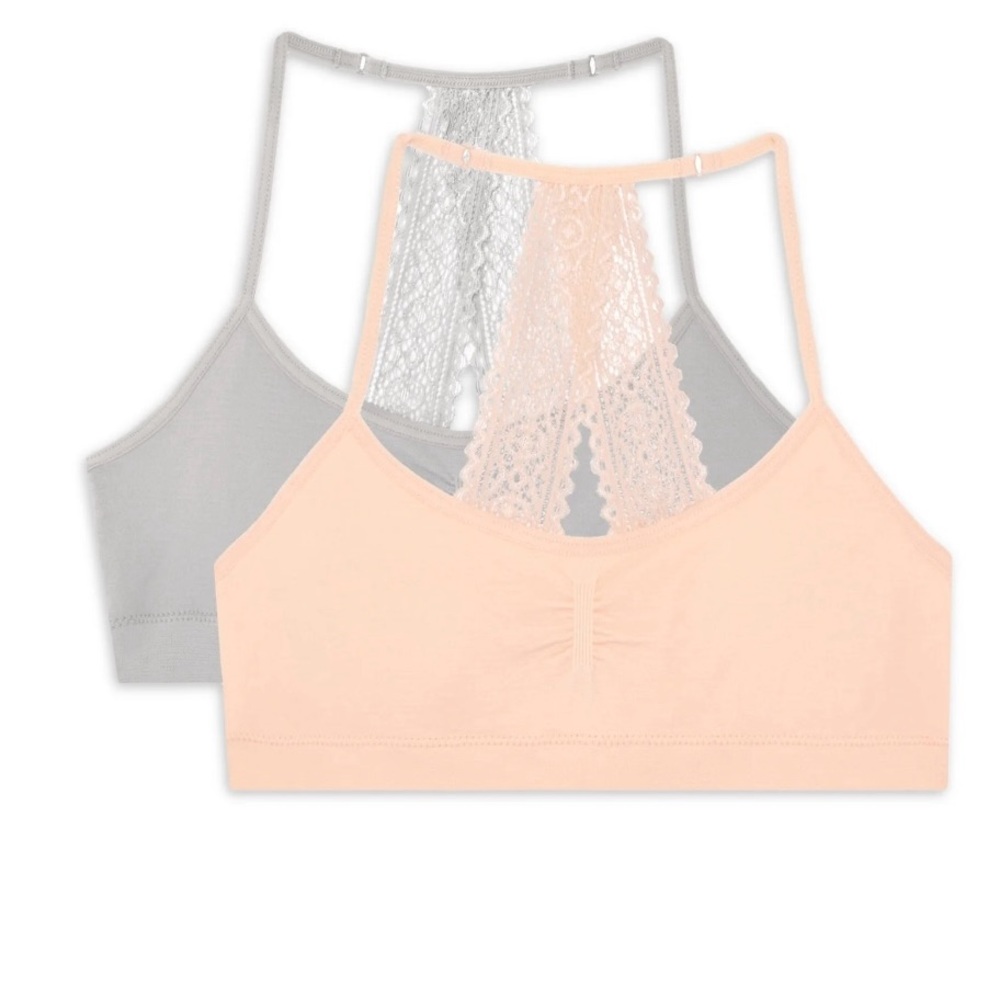 🔴 3/$12 Wonder Nation Lace Back Bralette Set - Soft Peach and Light Gray!‎ NWT!